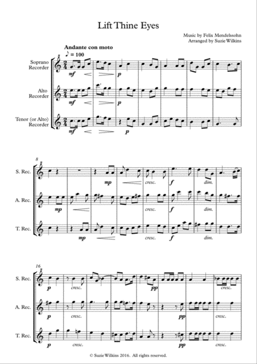 Lift Thine Eyes from Mendelssohn's Elijah Small Ensemble scores gallery preview page 2