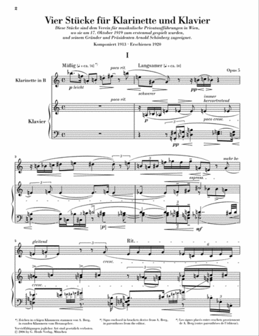 Four Pieces, Op. 5 Four Pieces, Op. 5 Clarinet Solo scores gallery preview page 2