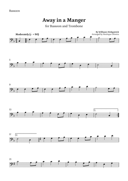 Away in a Manger (Bassoon and Trombone) - Beginner Level image number null
