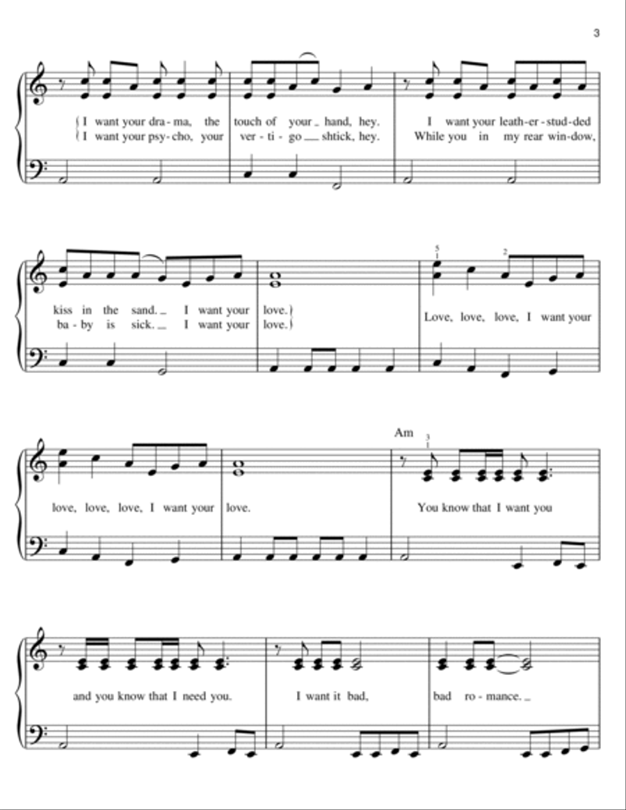 Bad Romance Easy Piano scores gallery preview page 3