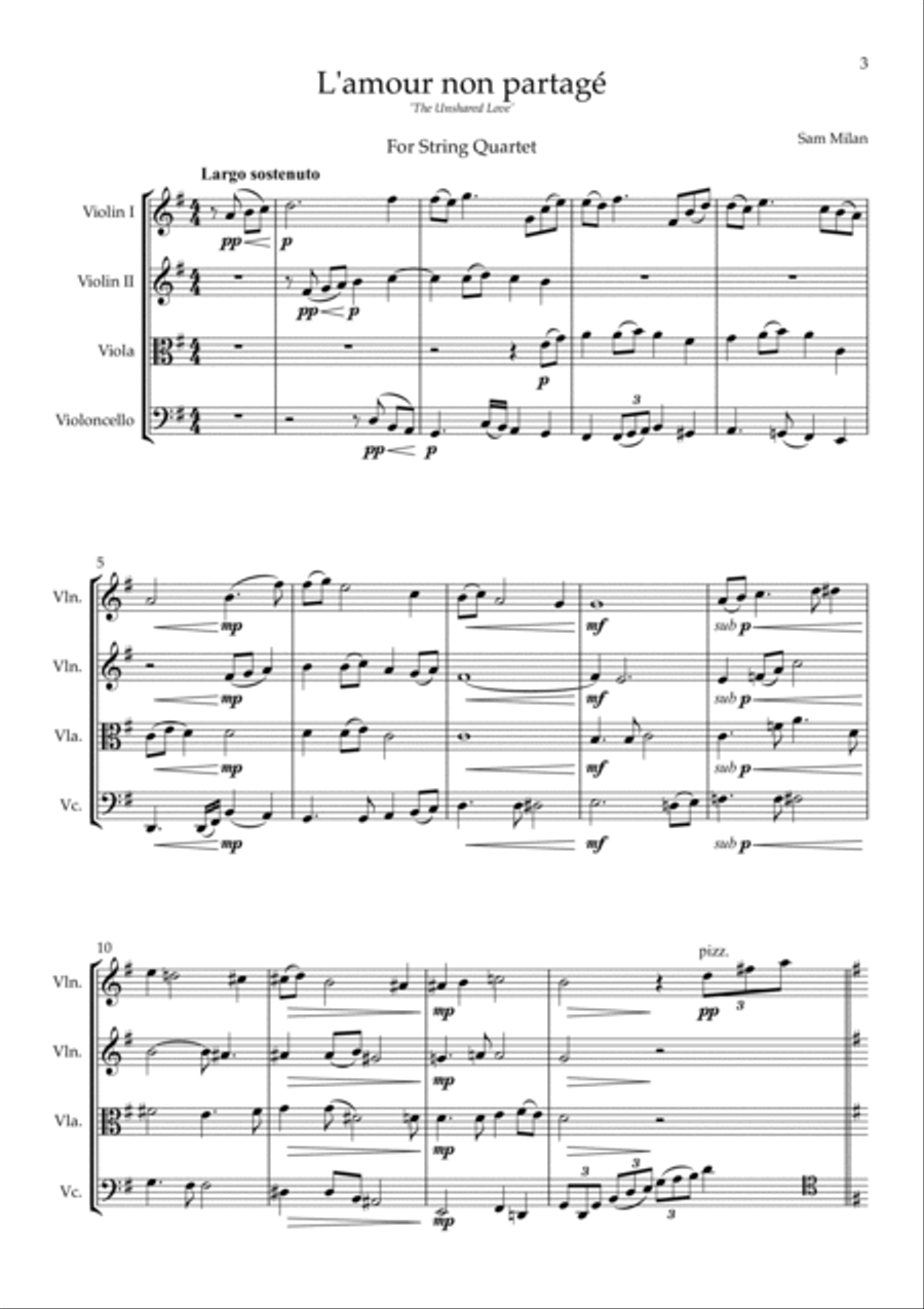 L'amour non Partagé String Quartet scores gallery preview page 3