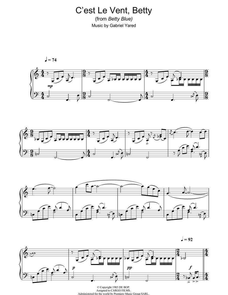 C'est Le Vent Betty C'est Le Vent Betty Piano Solo scores gallery preview page 1