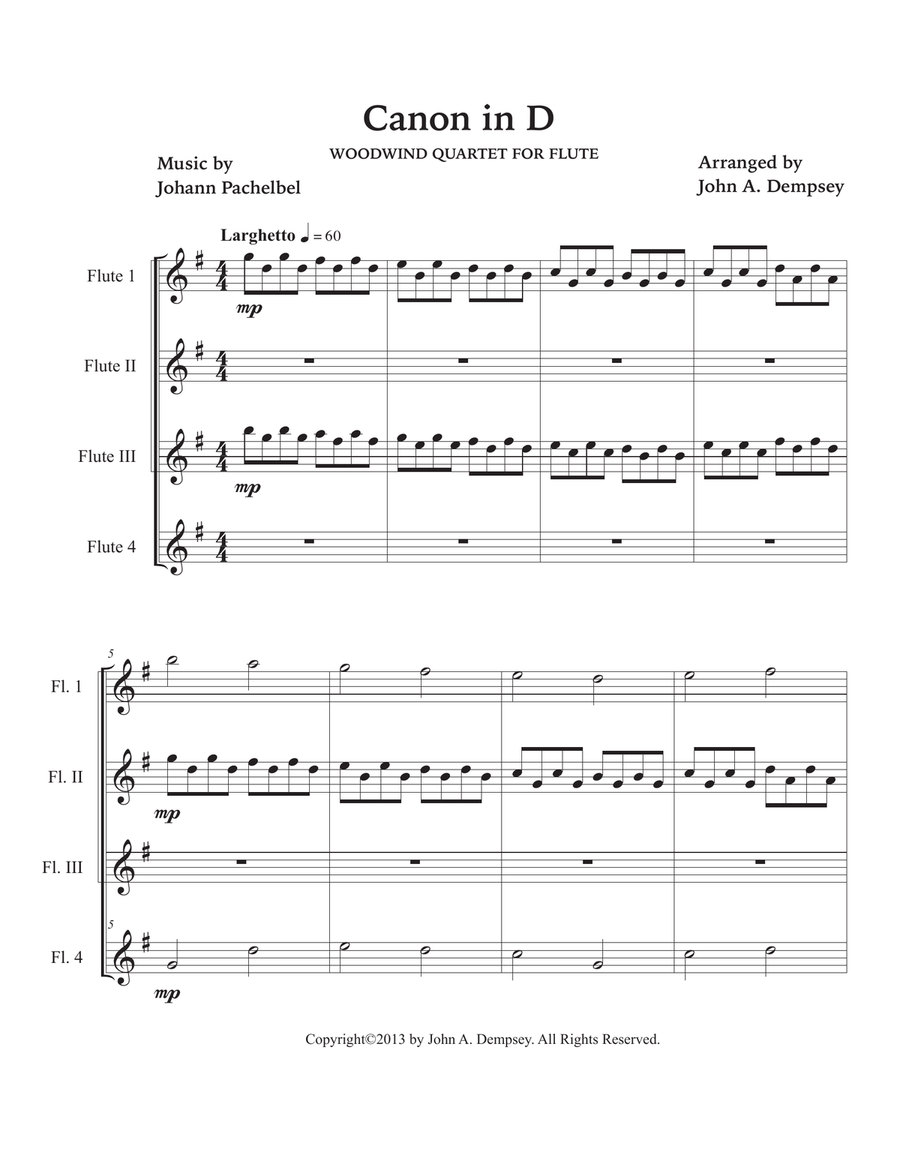 Canon in D (in G major): Flute Quartet Flute Quartet scores gallery preview page 5