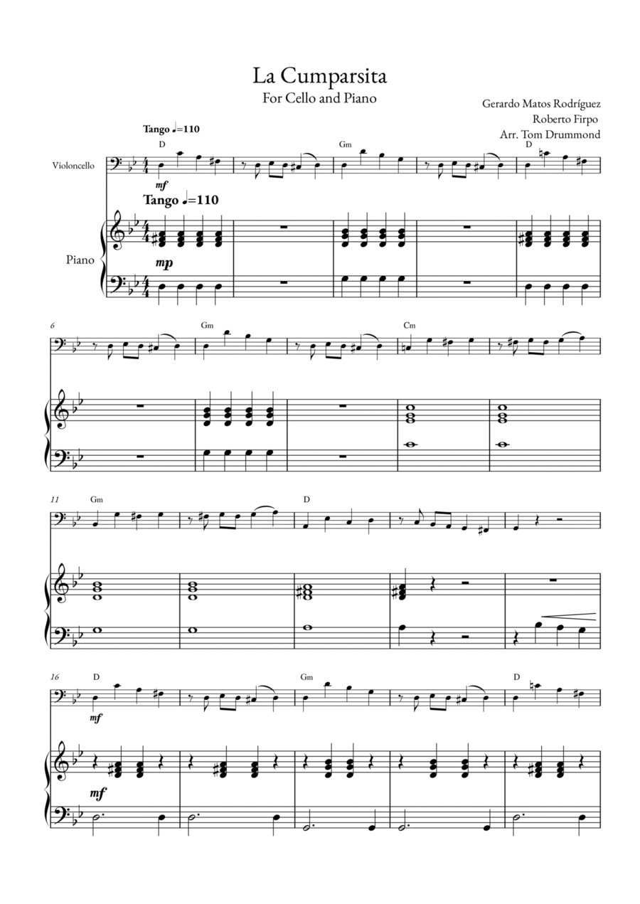 La Cumparsita Piano scores gallery preview page 1