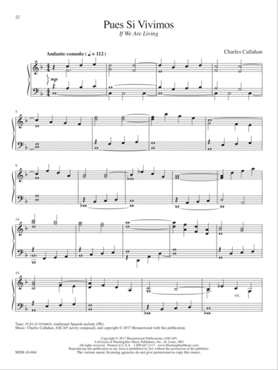 Pues Si Vivimos (If We Are Living) Organ scores gallery preview page 1