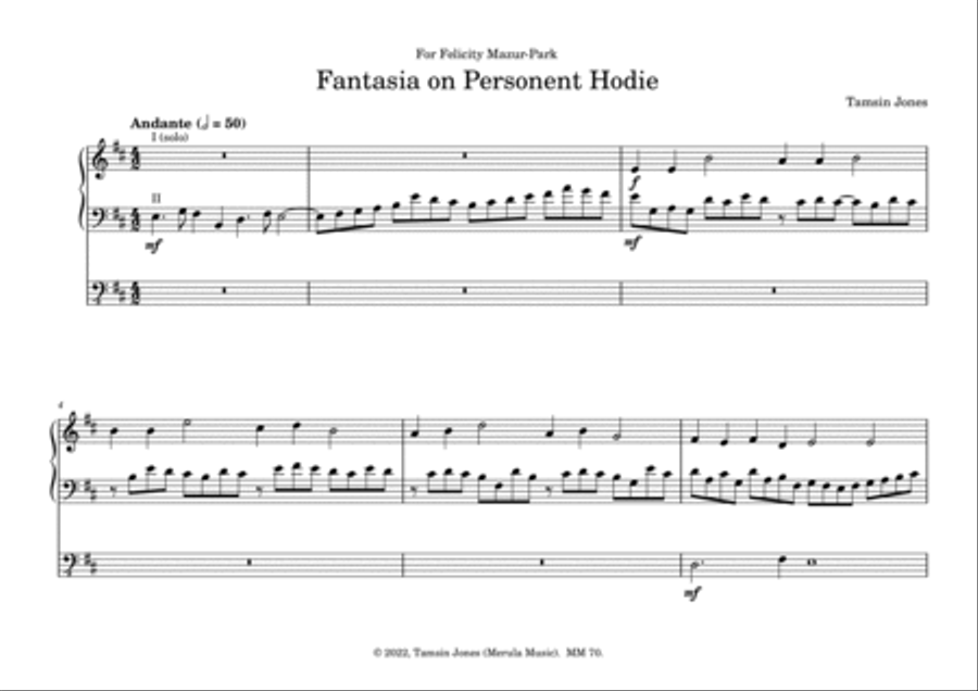 Fantasia on Personent Hodie Organ Solo scores gallery preview page 3