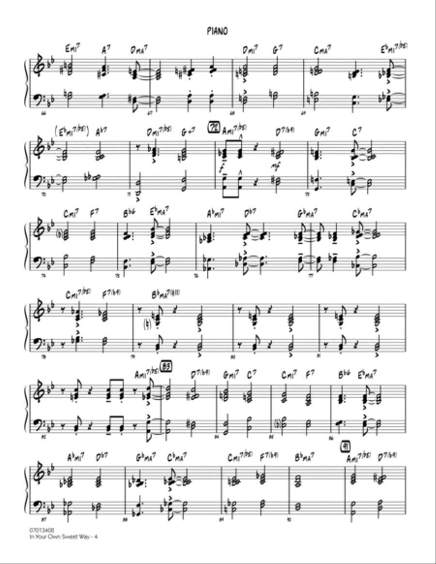 In Your Own Sweet Way (arr. John Wasson) - Piano Jazz Ensemble scores gallery preview page 4