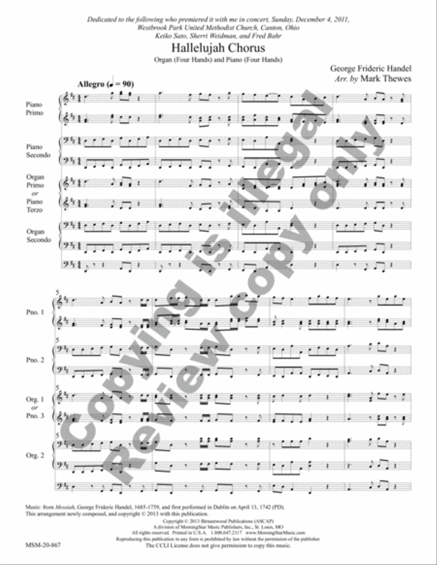 Hallelujah Chorus Organ scores gallery preview page 2
