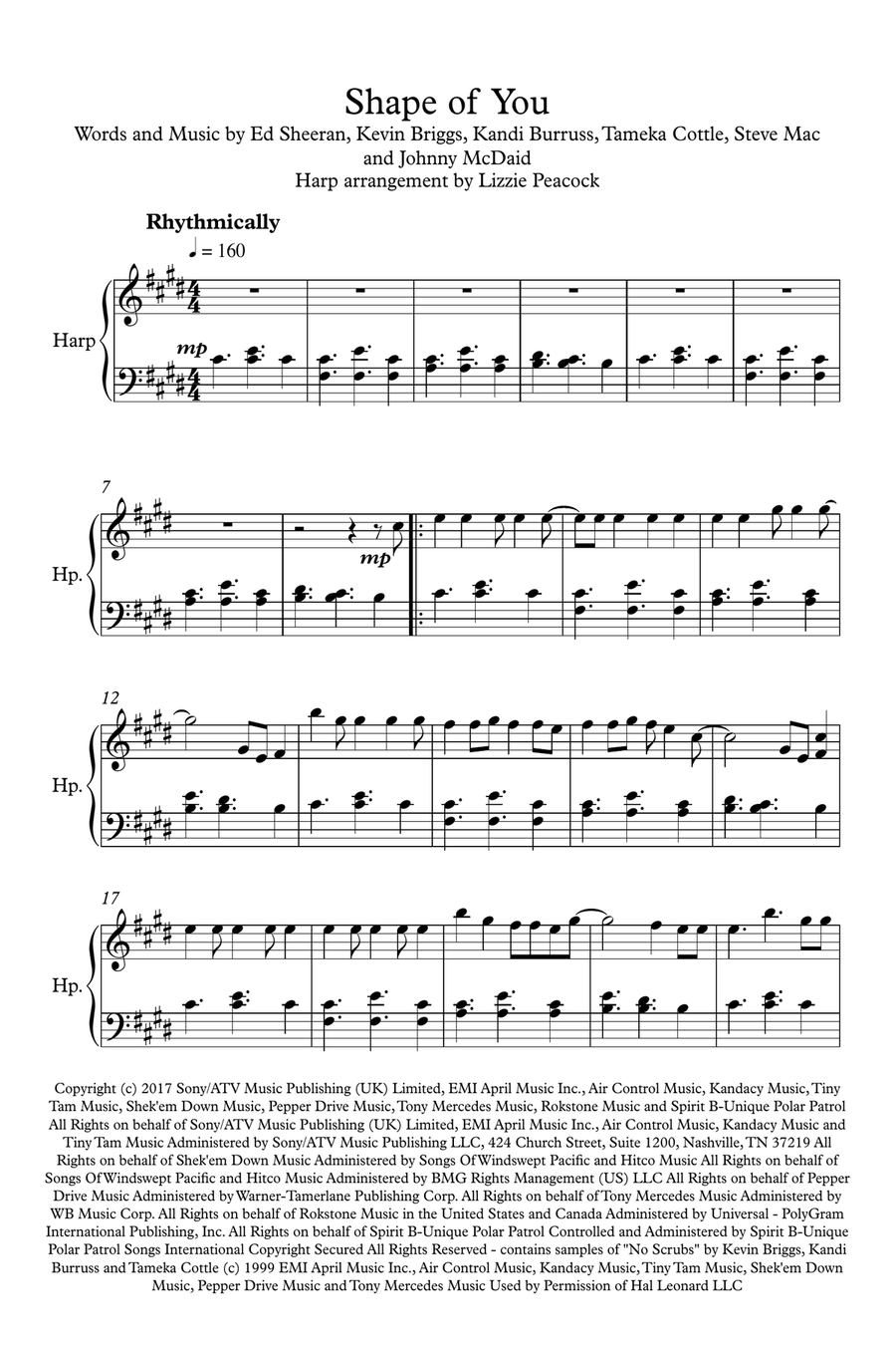 Shape Of You Harp scores gallery preview page 1
