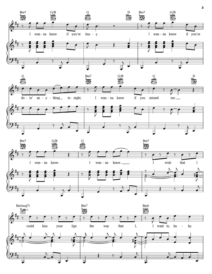 James Dean (I Wanna Know) Piano, Vocal, Guitar scores gallery preview page 3