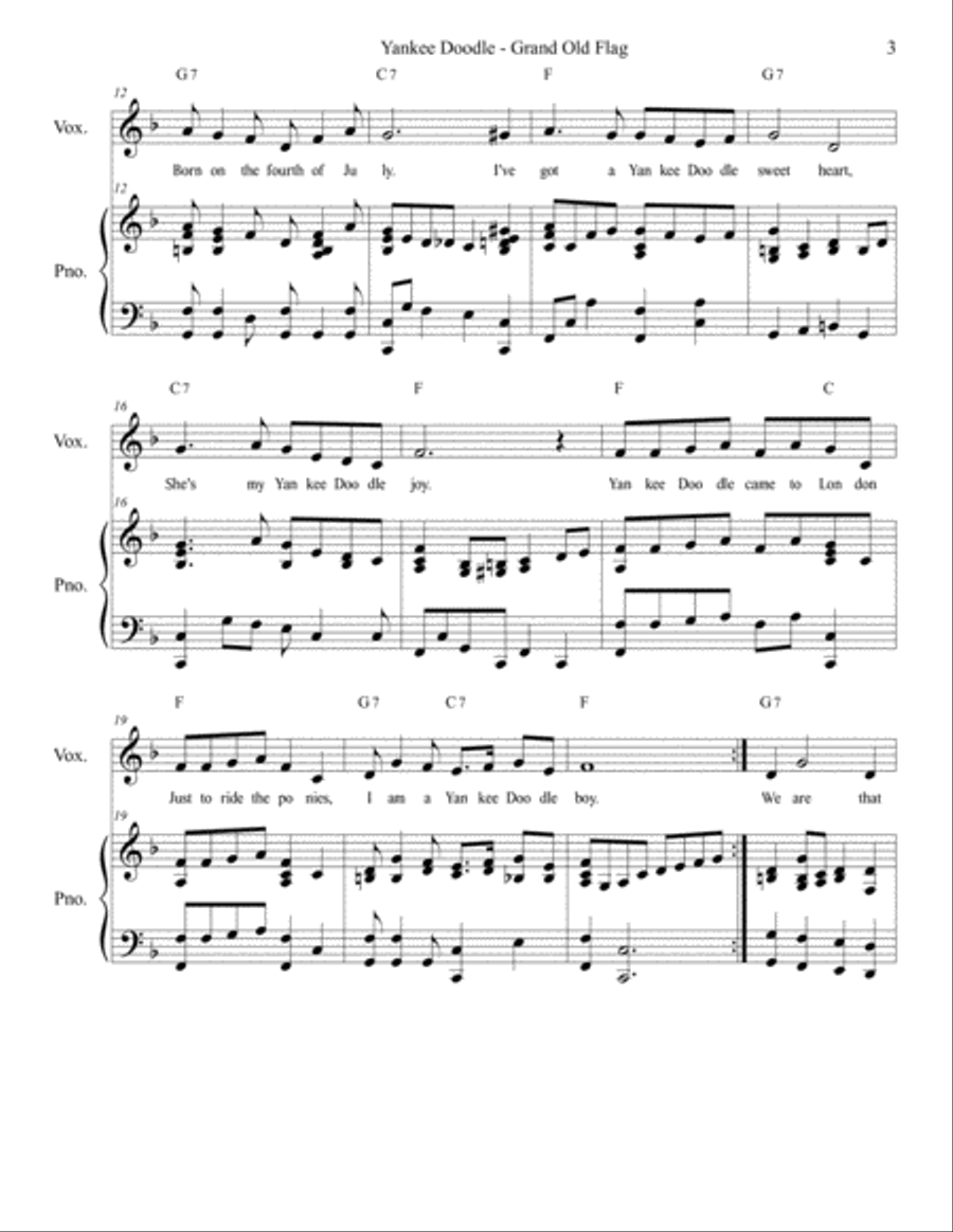 Patriotic Medley Unison Choir scores gallery preview page 3