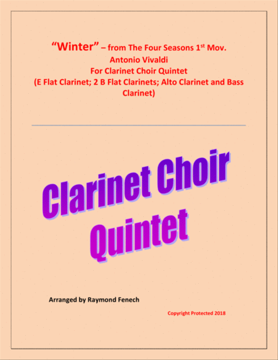 "Winter" from the Four Season 1 st Mov. - Clarinet Choir Quintet image number null