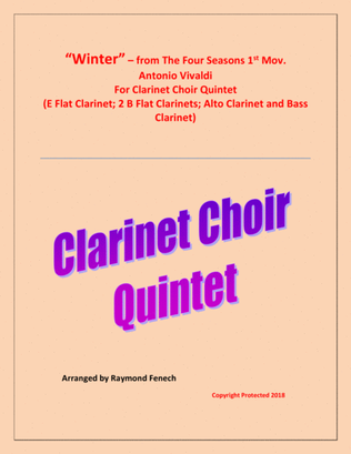Book cover for "Winter" from the Four Season 1 st Mov. - Clarinet Choir Quintet