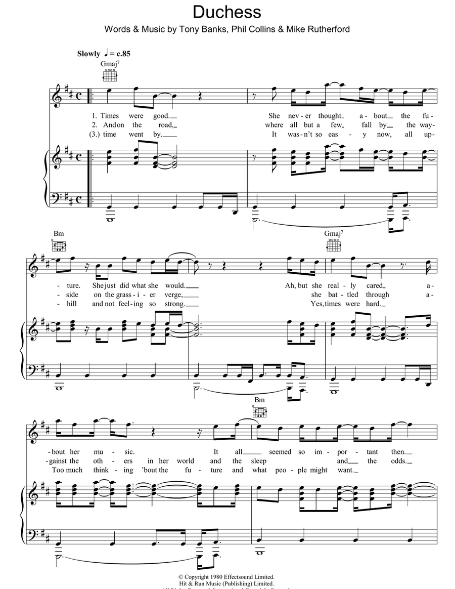 Duchess Duchess Piano, Vocal, Guitar scores gallery preview page 1