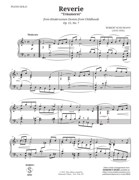 REVERIE - TRAUMEREI by ROBERT SCHUMANN for PIANO SOLO image number null