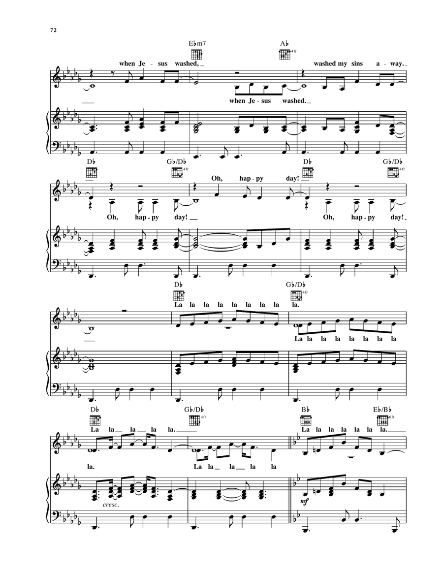 Oh Happy Day (from Sister Act 2) Piano, Vocal, Guitar scores gallery preview page 2