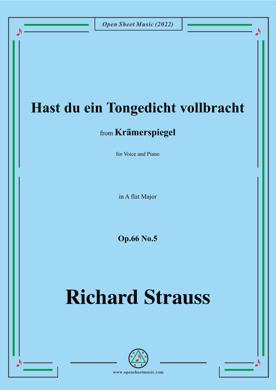 Richard Strauss-Hast du ein Tongedicht vollbracht,in A flat Major,Op.66 No.5