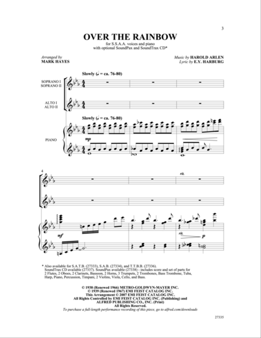 Over the Rainbow Over the Rainbow Women's Choir scores gallery preview page 2