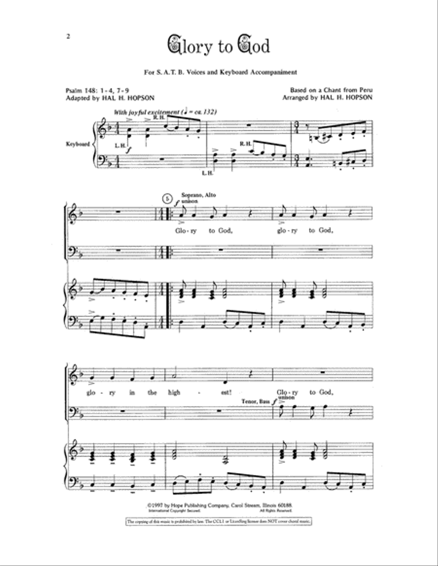 Glory to God Glory to God Choir scores gallery preview page 2