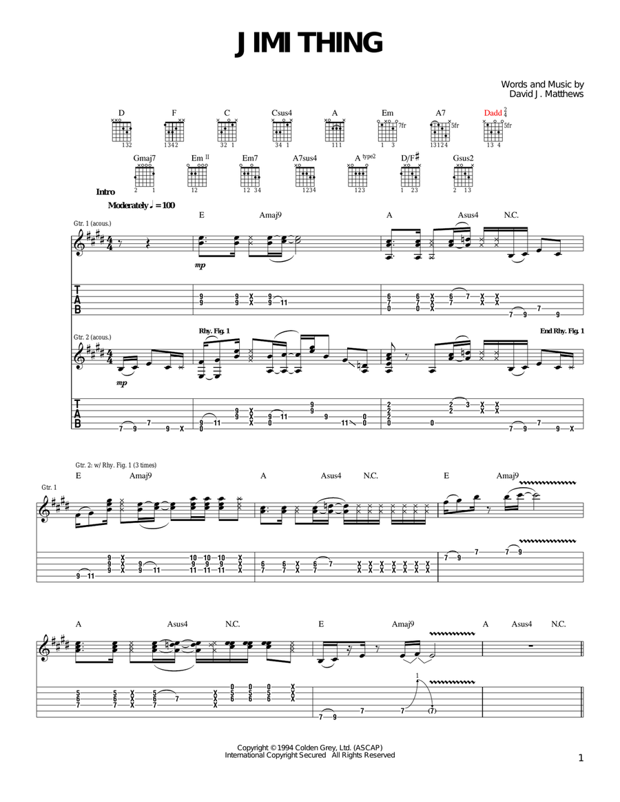 Jimi Thing Acoustic Guitar scores gallery preview page 1