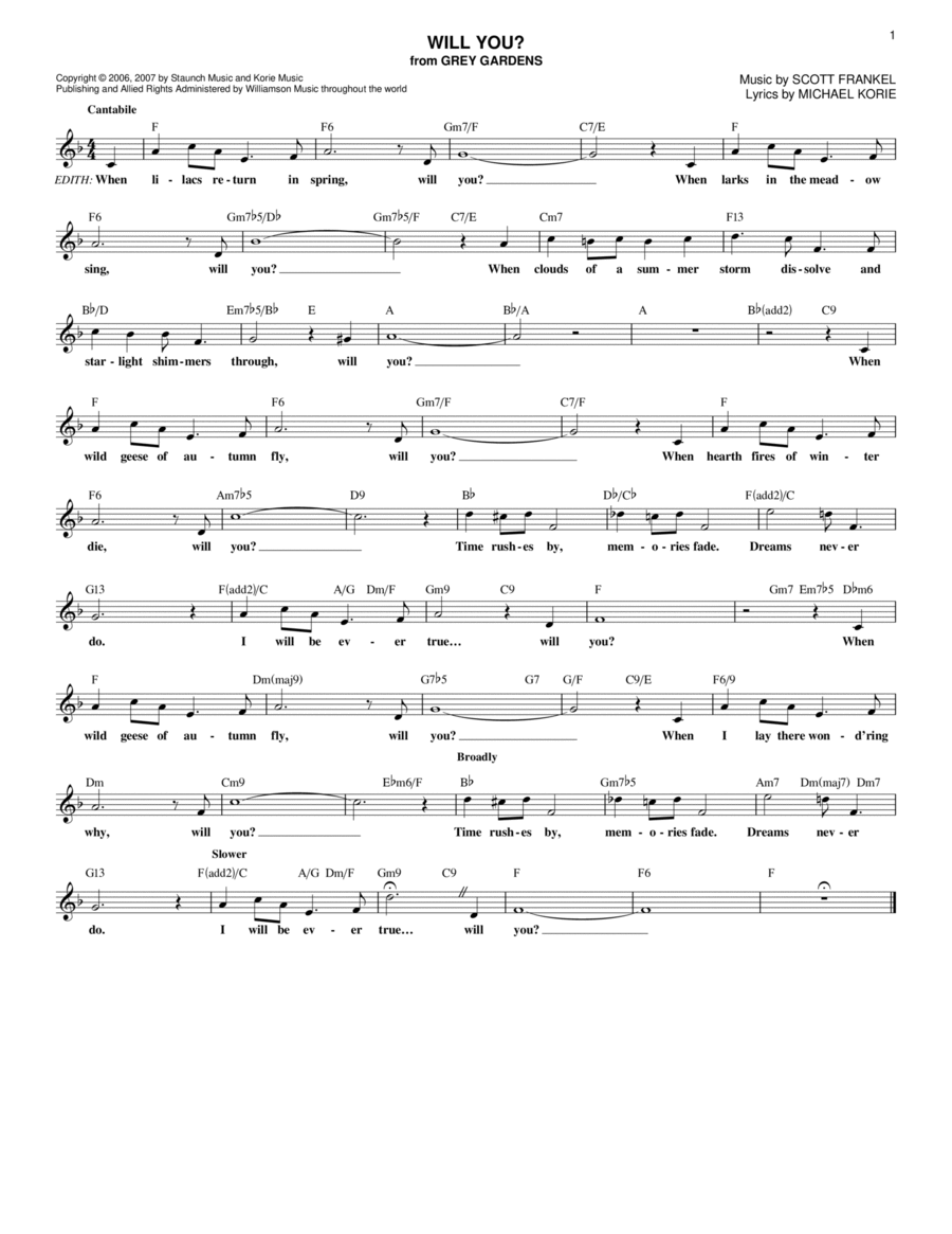 Will You? Piano scores gallery preview page 1