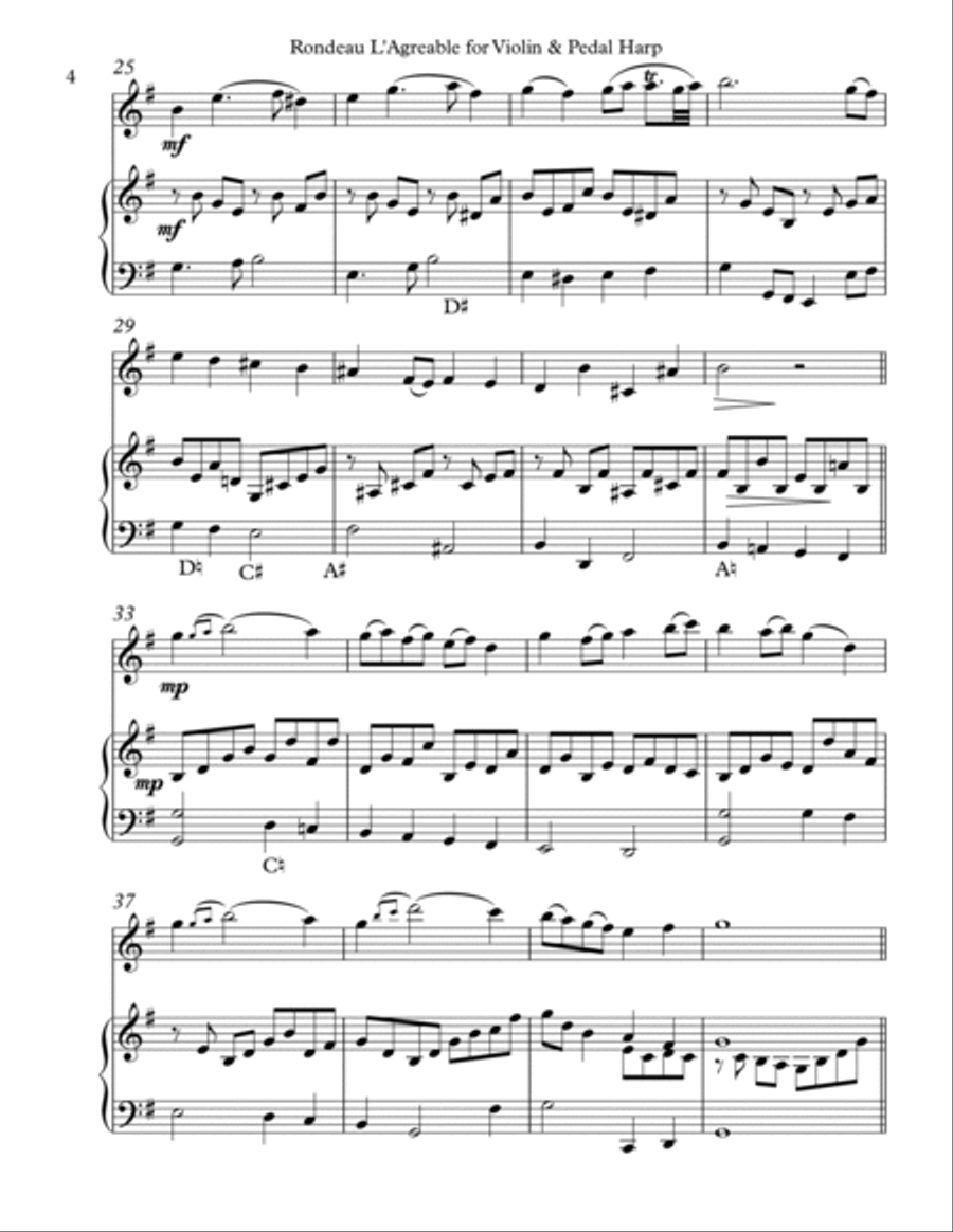 Rondeau L’Agreable, Duet for Violin & Pedal Harp