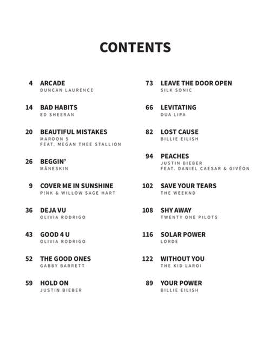 Top Hits of 2021 Top Hits of 2021 Piano, Vocal, Guitar scores gallery preview page 3