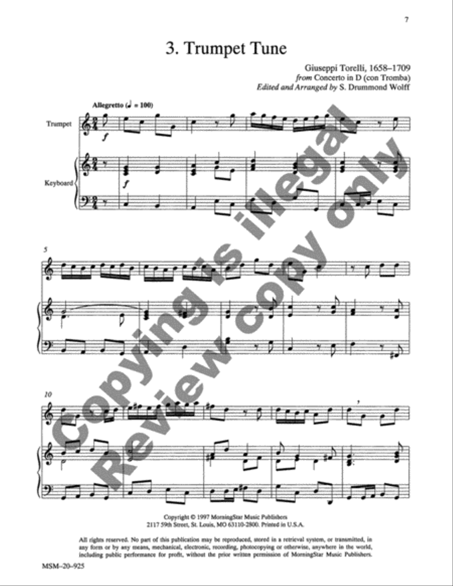 Three Baroque Trumpet Tunes Trumpet Solo scores gallery preview page 13