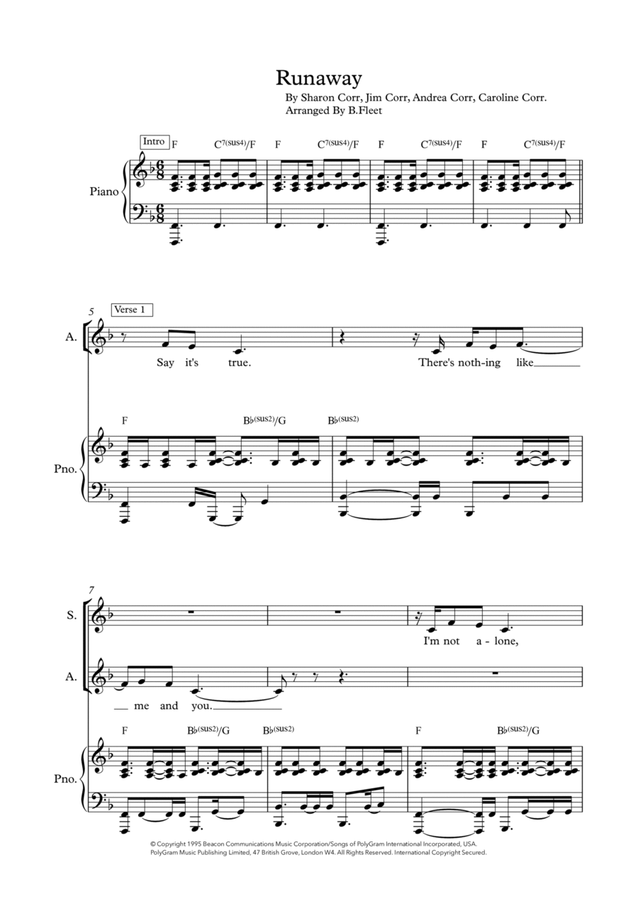 Runaway Runaway Choir scores gallery preview page 1