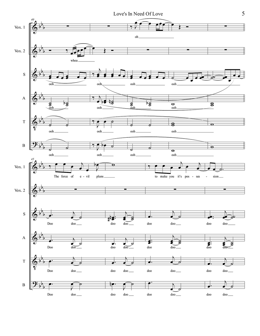 Love's In Need Of Love Today 4-Part scores gallery preview page 5