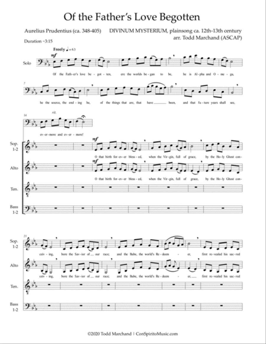 Of the Father's Love Begotten - SATB choir image number null