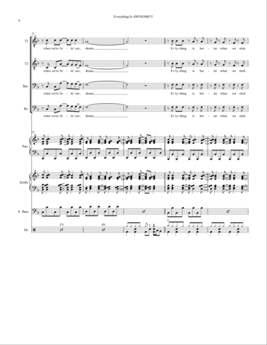 Everything Is Awesome (awesome Remixx!!!) Small Ensemble scores gallery preview page 6