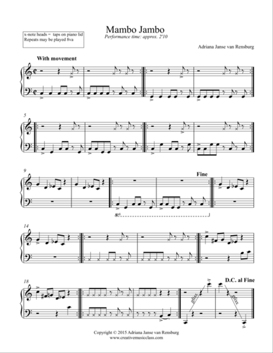 Mambo Jambo Mambo Jambo Piano Solo scores gallery preview page 1