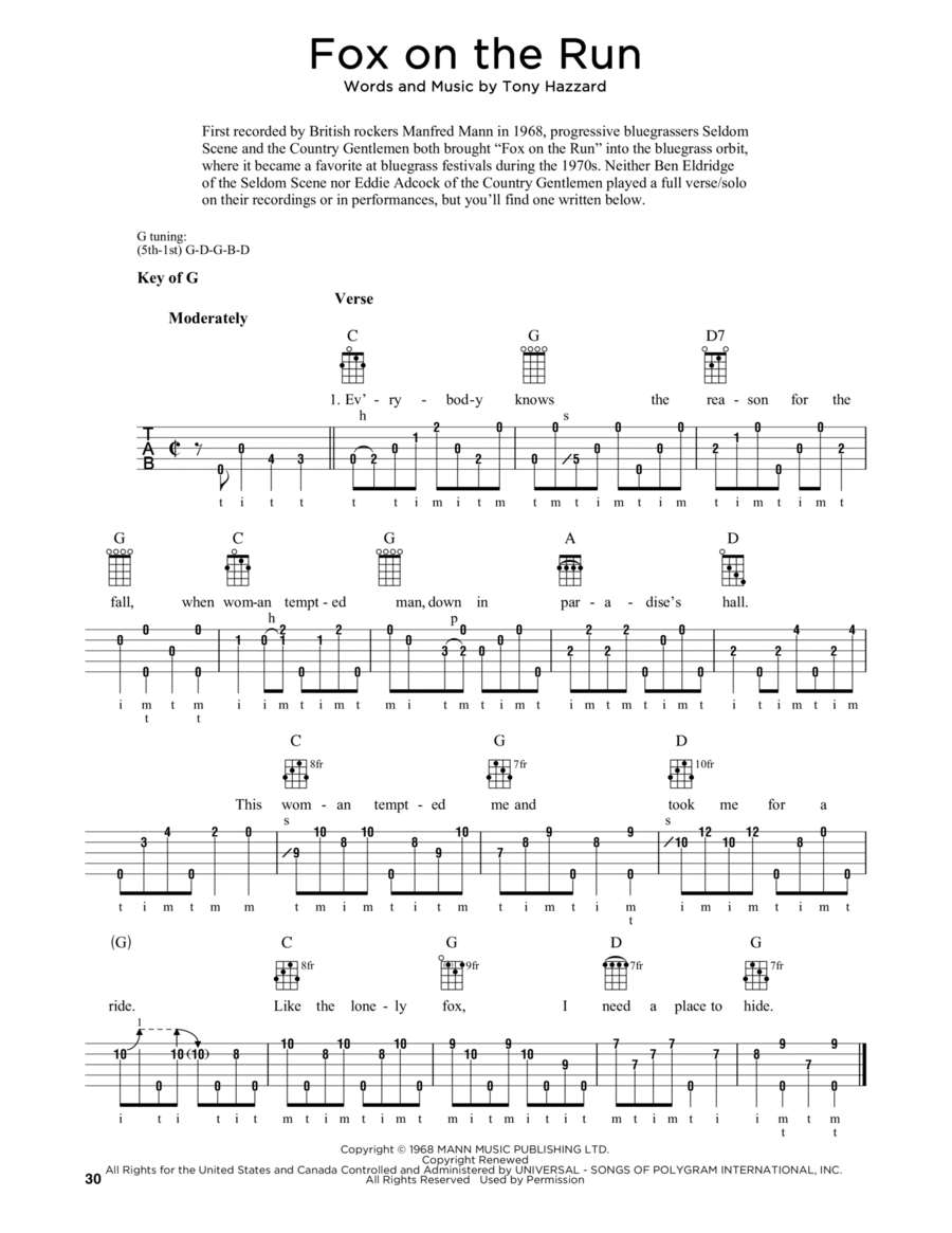 Fox On The Run (arr. Fred Sokolow) Banjo scores gallery preview page 1
