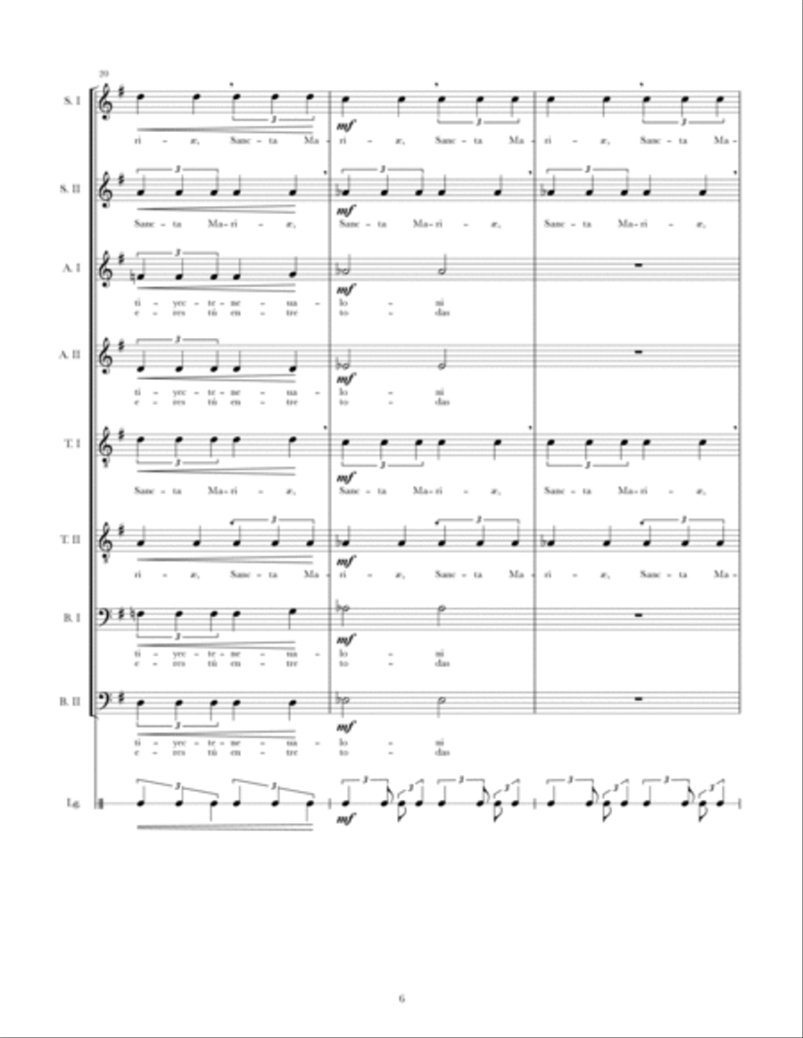 Ave Maria Náhuatl for mixed choir (SSAATTBB) SSAATTBB scores gallery preview page 6