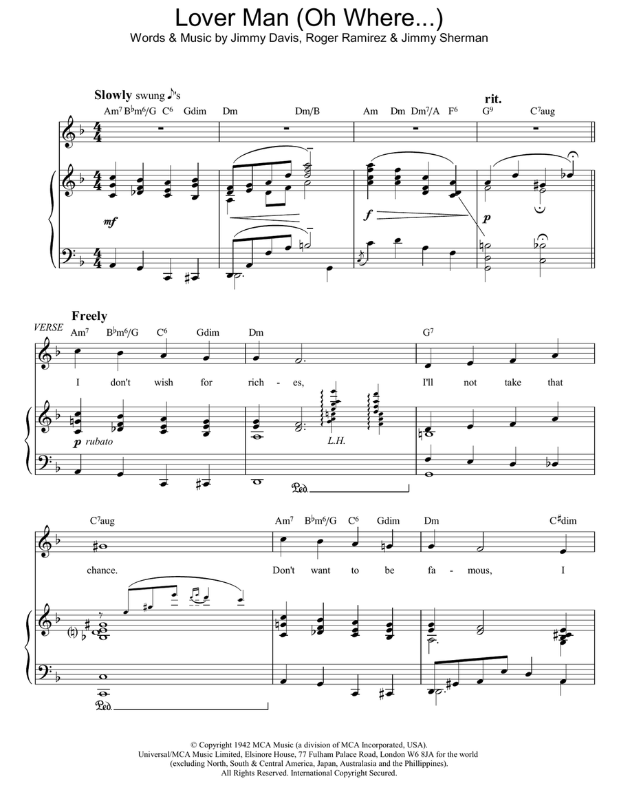 Lover Man (Oh Where...) Lover Man (Oh Where...) Piano, Vocal, Guitar scores gallery preview page 1