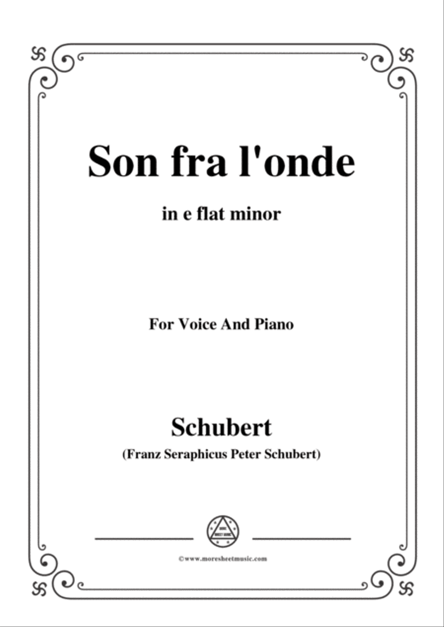 Schubert-Son fra l'onde,in e flat minor,for Voice&Piano Voice scores gallery preview page 1