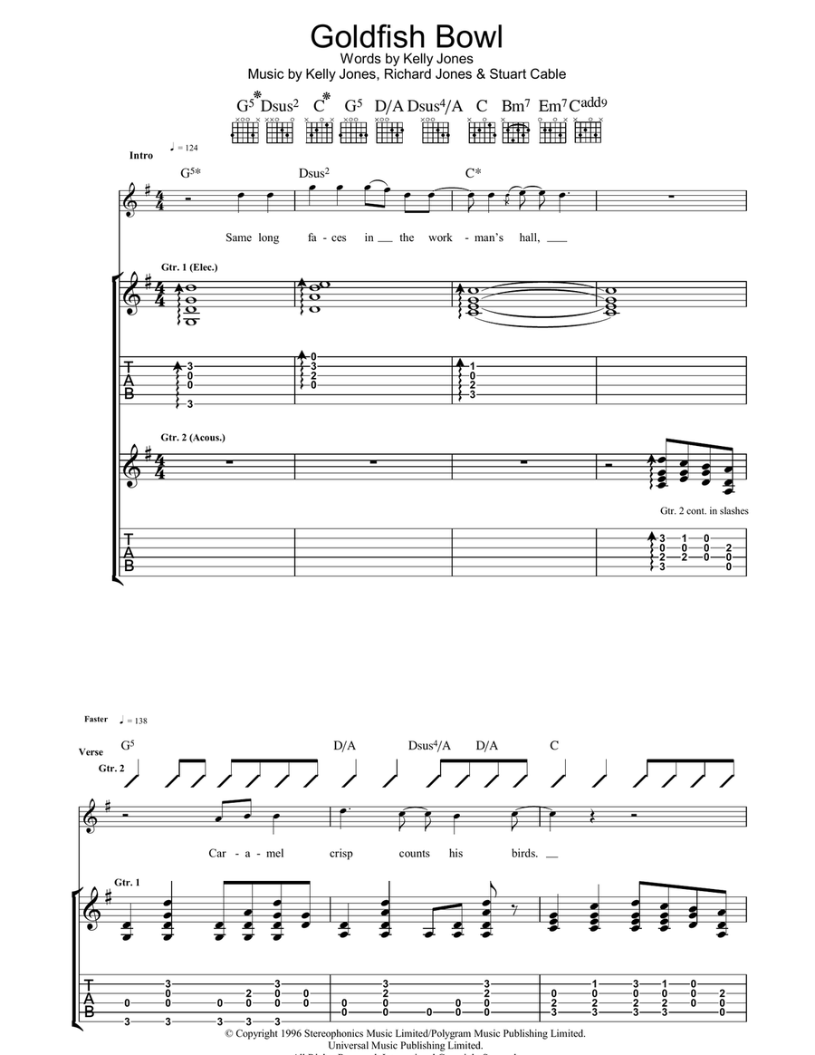Goldfish Bowl Goldfish Bowl Guitar Tablature scores gallery preview page 1