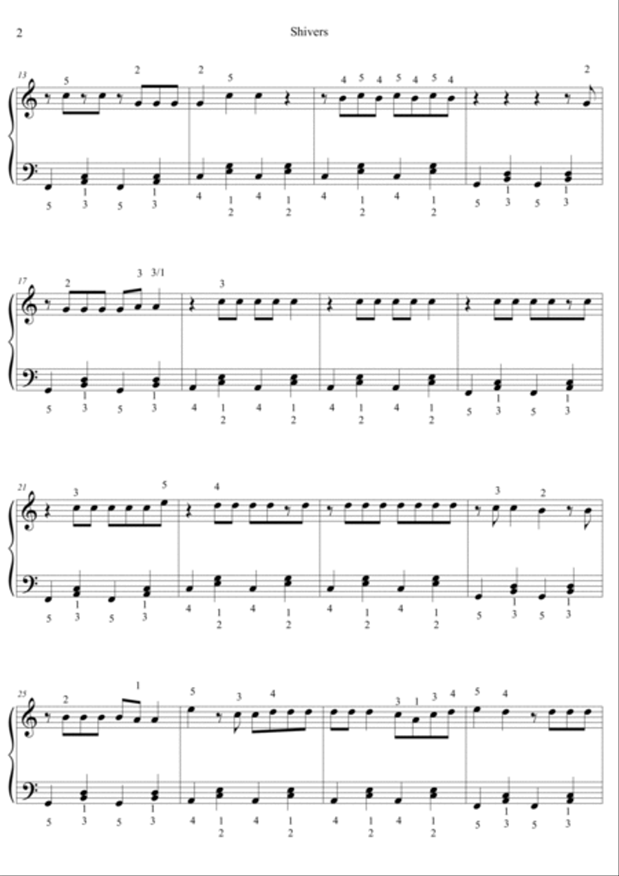 Shivers Easy Piano scores gallery preview page 2