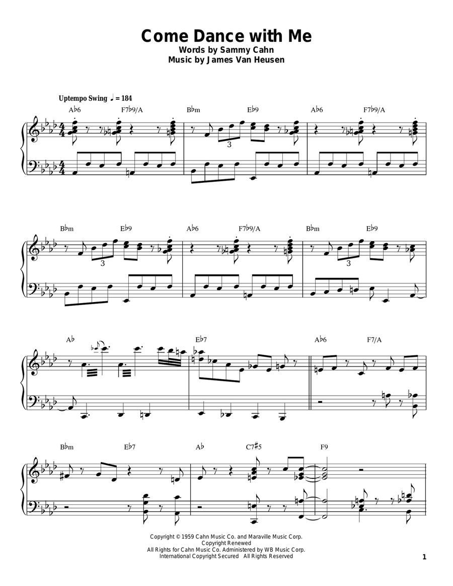 Come Dance With Me Piano scores gallery preview page 1