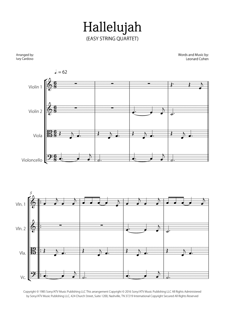 Hallelujah String Quartet scores gallery preview page 1