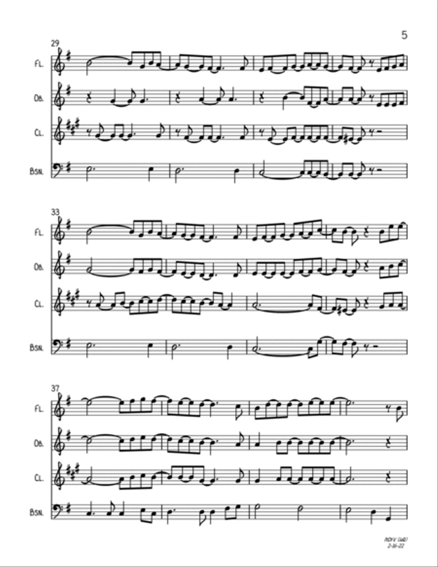 Mary, Did You Know? Woodwind Quartet scores gallery preview page 5