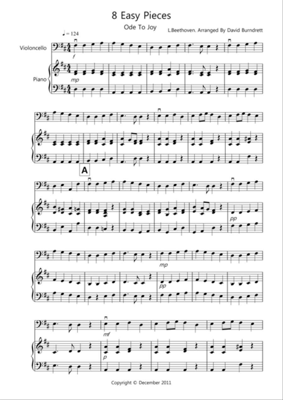 8 Easy Pieces for Cello And Piano Piano scores gallery preview page 1