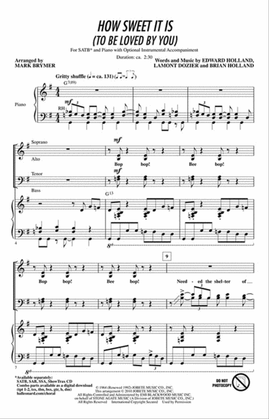 How Sweet It Is to Be Loved by You 4-Part scores gallery preview page 2