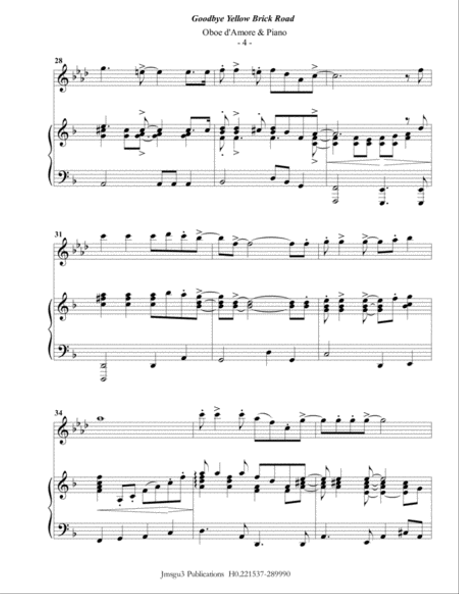 Goodbye Yellow Brick Road Oboe scores gallery preview page 4