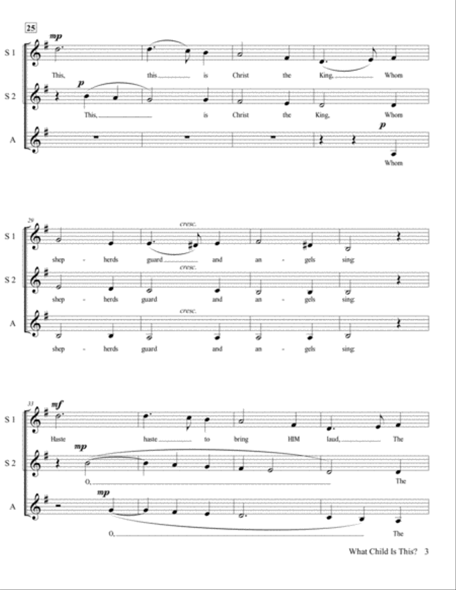 What Child Is This? - SSA A Cappella SSA scores gallery preview page 4