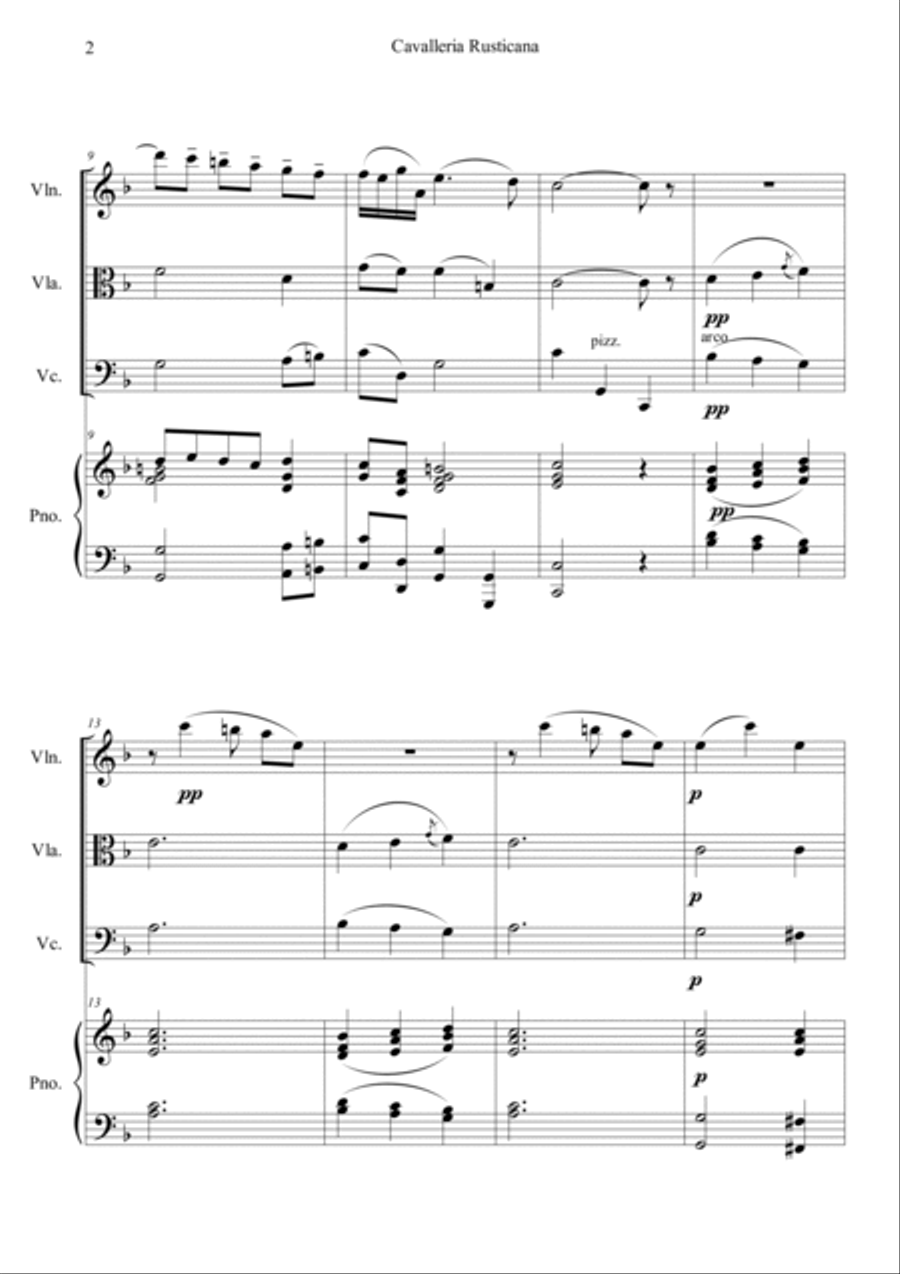 Cavalleria Rusticana Cavalleria Rusticana Piano Quartet scores gallery preview page 2