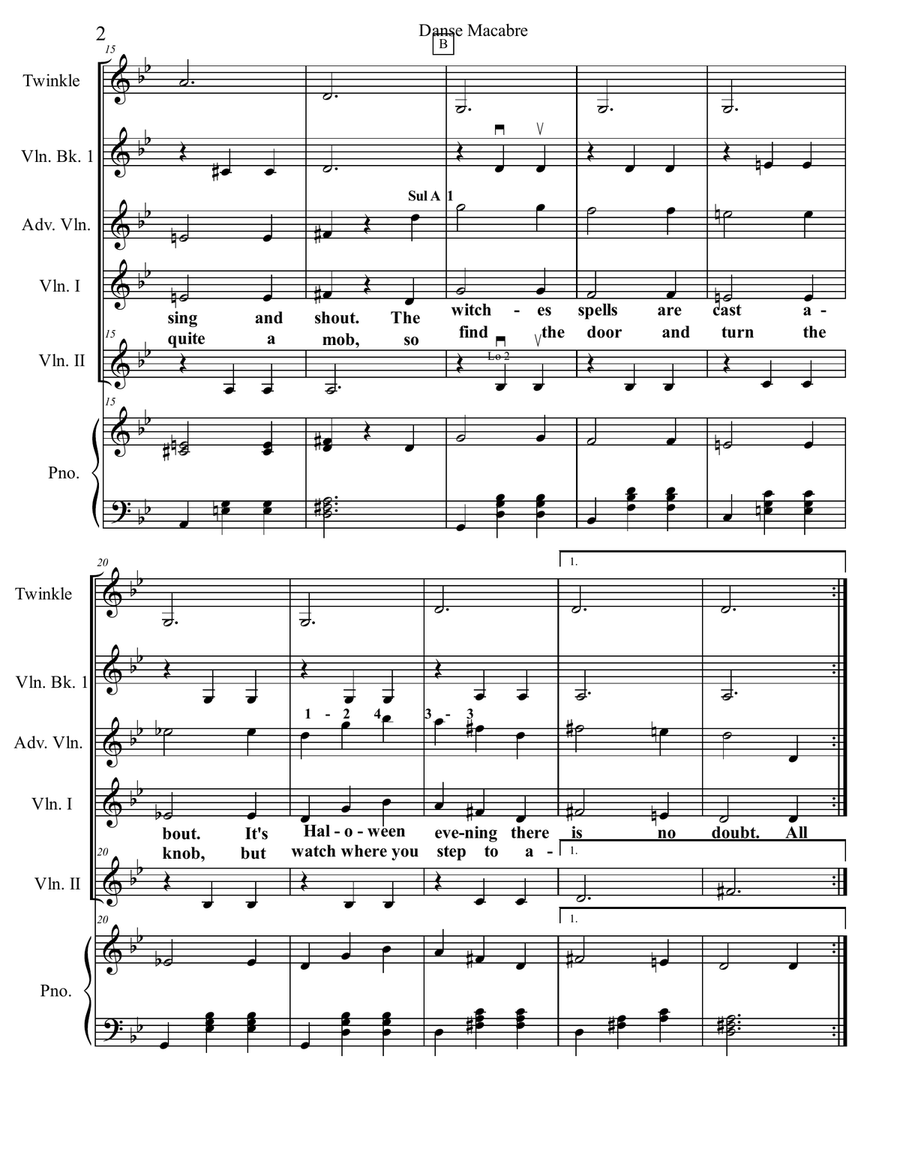 Danse Macabre for Mixed-Level Violin Ensemble String Orchestra scores gallery preview page 5