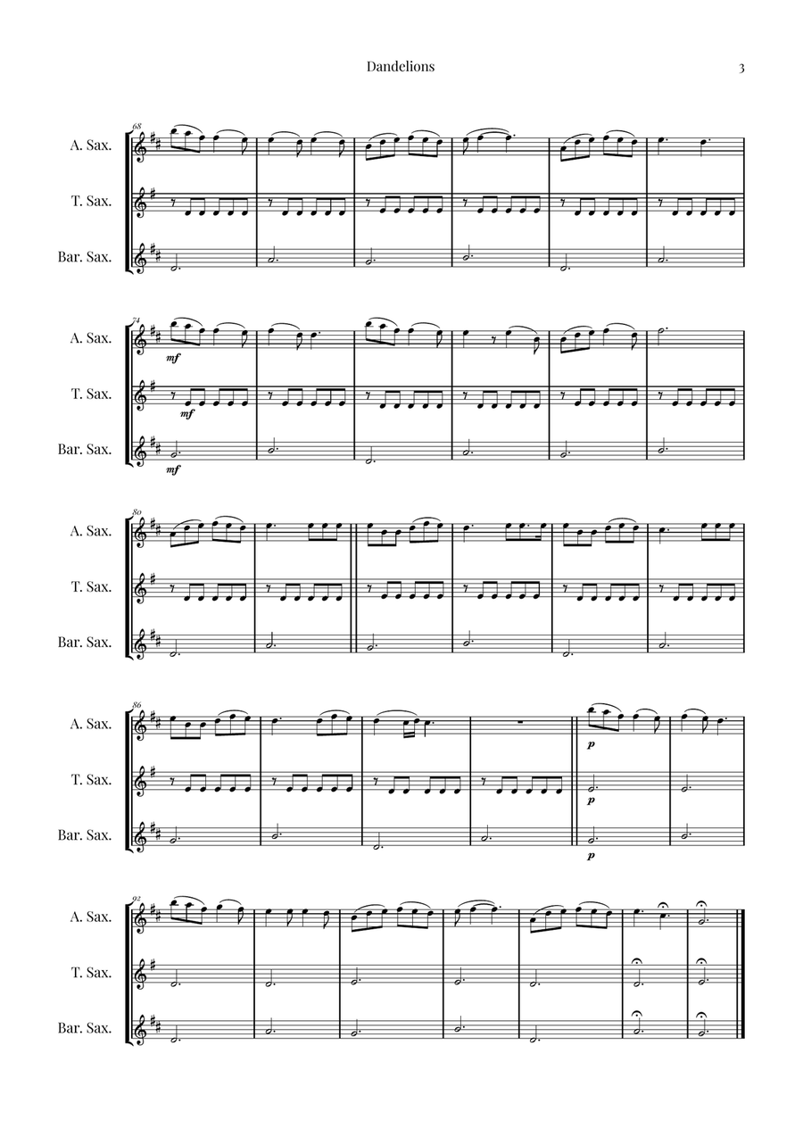 Dandelions Woodwind Trio scores gallery preview page 3
