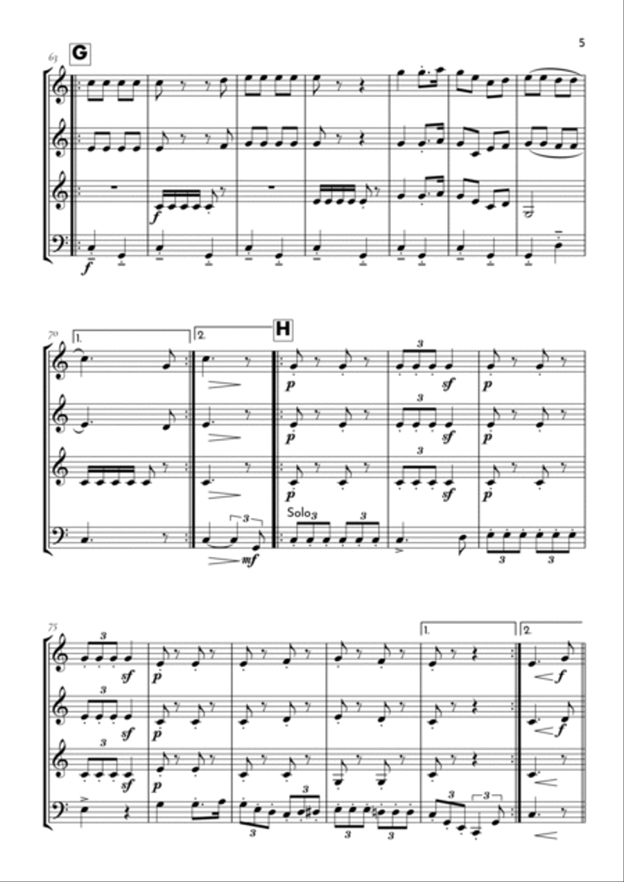 A-Hunting We Will Go Woodwind Quartet scores gallery preview page 5
